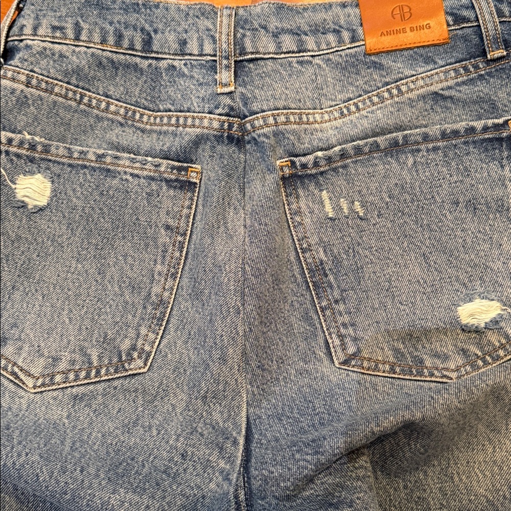 Anine Bing sz 29 Lara jeans ripped raw hem distressed **altered for back gap** - Picture 15 of 15